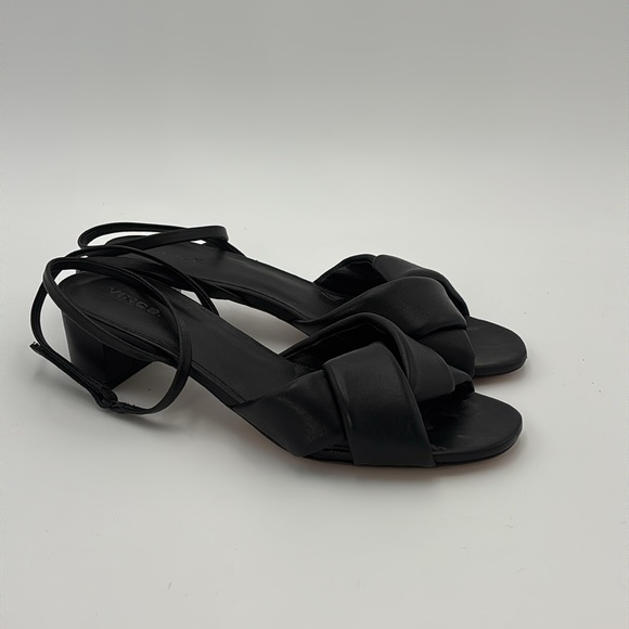 NEW Vince Rosalie Black Leather Block Heels 40 - Picture 2 of 5